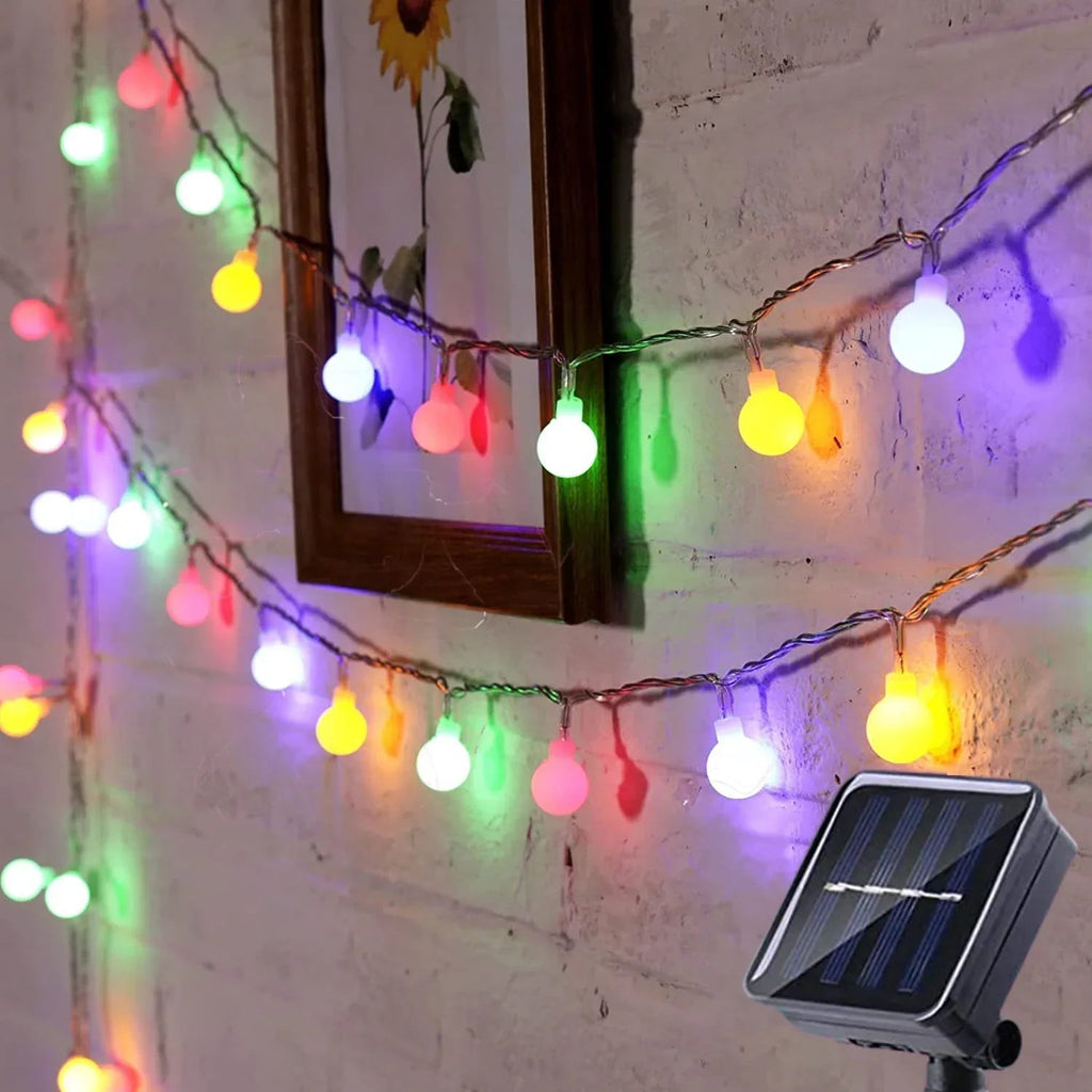 Guirlande lumineuse solaire d'extérieur colorée et résistante aux intempéries