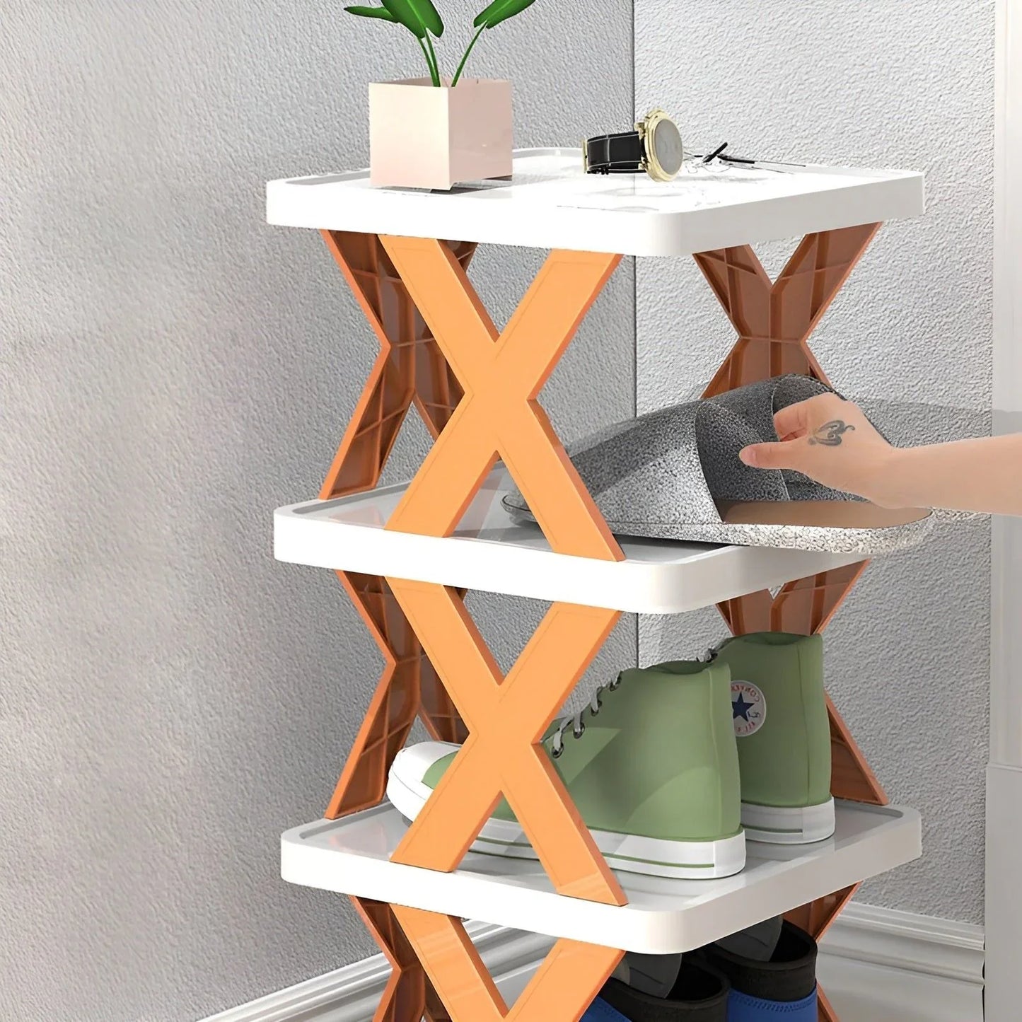 Space-Saving Shoe Rack, Foldable Design
