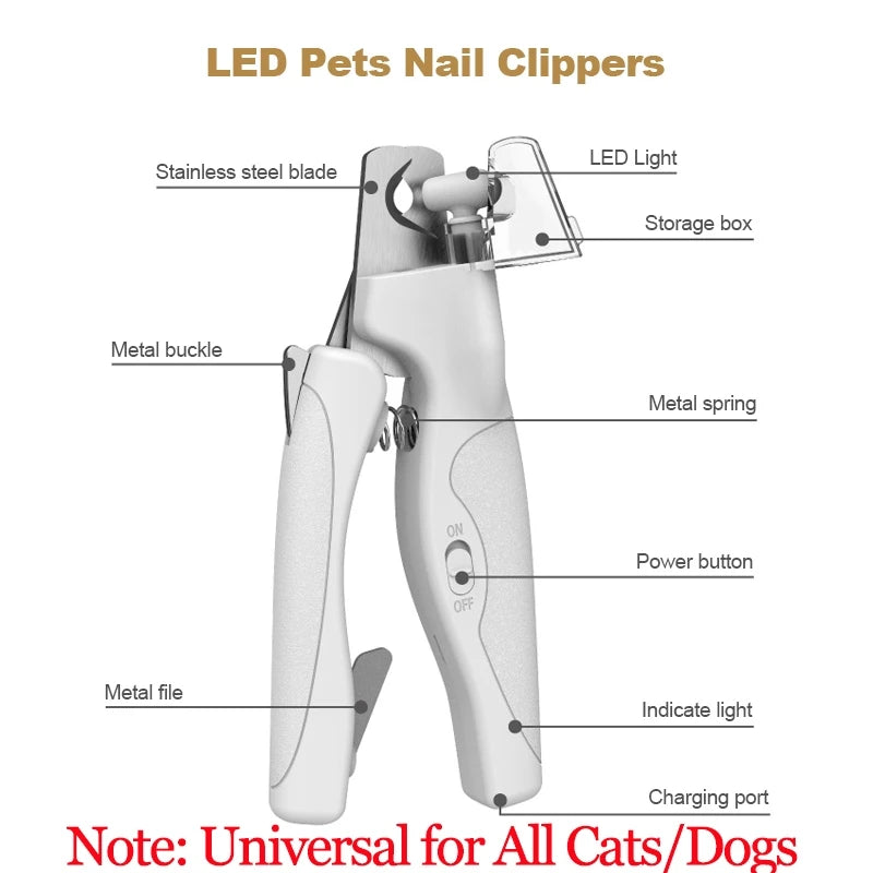 2 in 1 Dog Nail Clipper & Grinder with LED Light