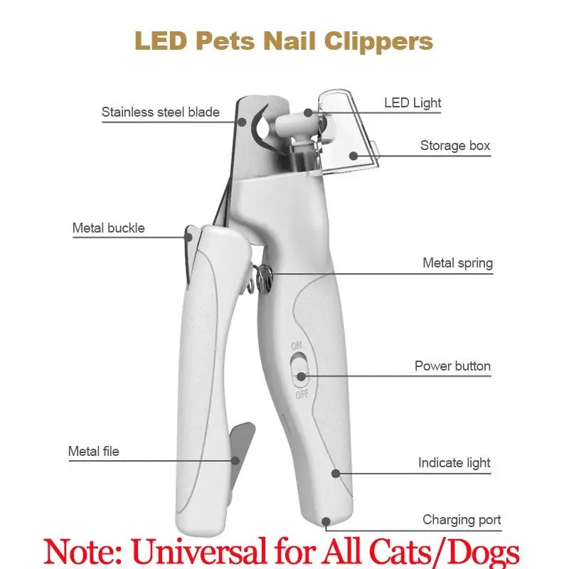 2 in 1 Dog Nail Clipper & Grinder with LED Light