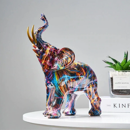 Vibrant Elephant Figurine, Colorful Decor