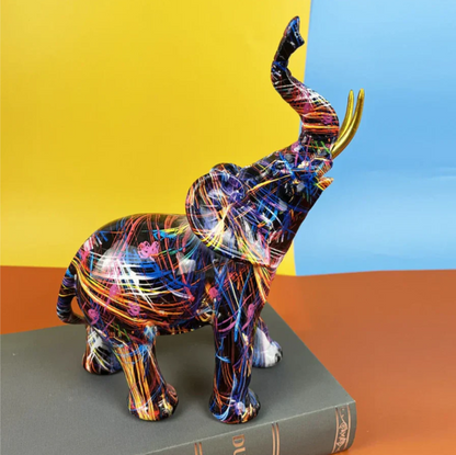 Vibrant Elephant Figurine, Colorful Decor