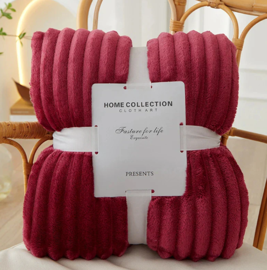 Striped Plush Throw Blanket | Soft Cozy Design