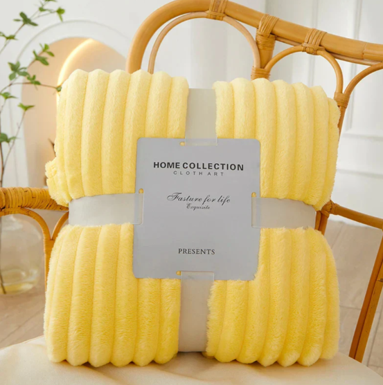 Striped Plush Throw Blanket | Soft Cozy Design