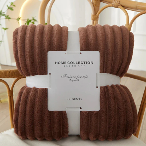 Striped Plush Throw Blanket | Soft Cozy Design