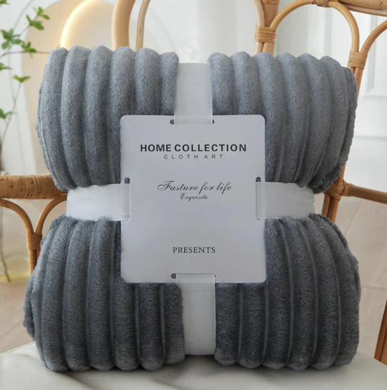 Striped Plush Throw Blanket | Soft Cozy Design