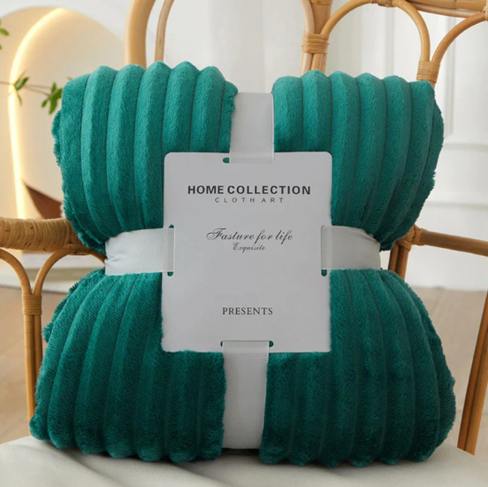 Striped Plush Throw Blanket | Soft Cozy Design