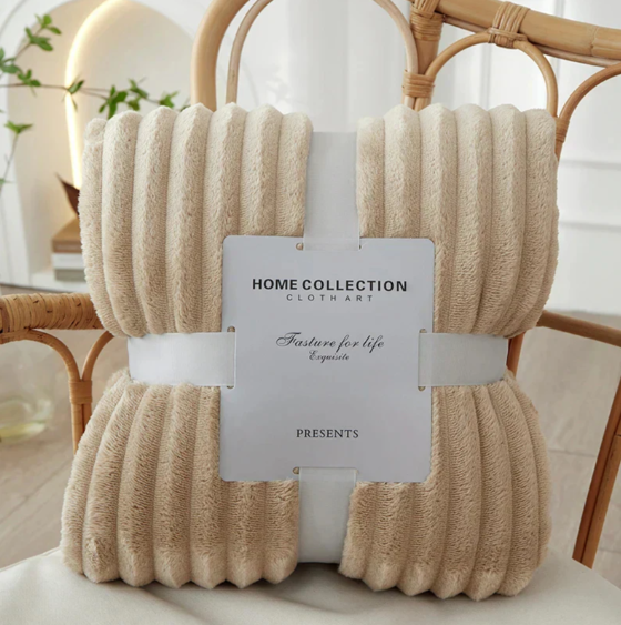 Striped Plush Throw Blanket | Soft Cozy Design