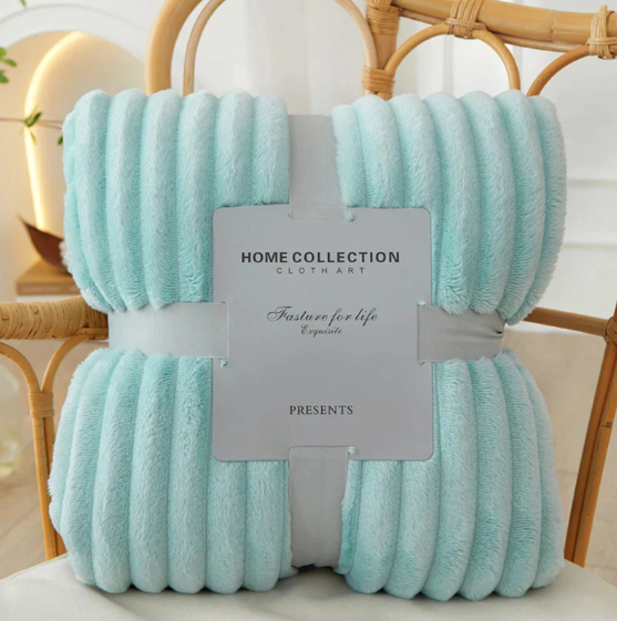 Striped Plush Throw Blanket | Soft Cozy Design