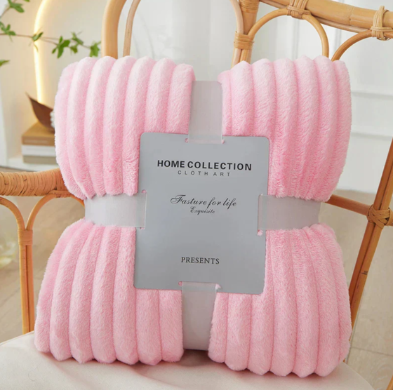 Striped Plush Throw Blanket | Soft Cozy Design