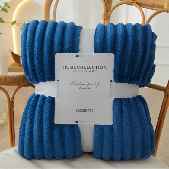 Striped Plush Throw Blanket | Soft Cozy Design
