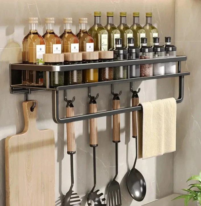 Contemporary Gray Kitchen Shelf, Stylish Design