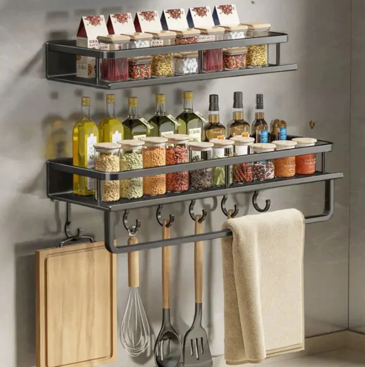 Contemporary Gray Kitchen Shelf, Stylish Design