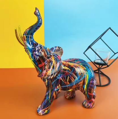 Vibrant Elephant Figurine, Colorful Decor