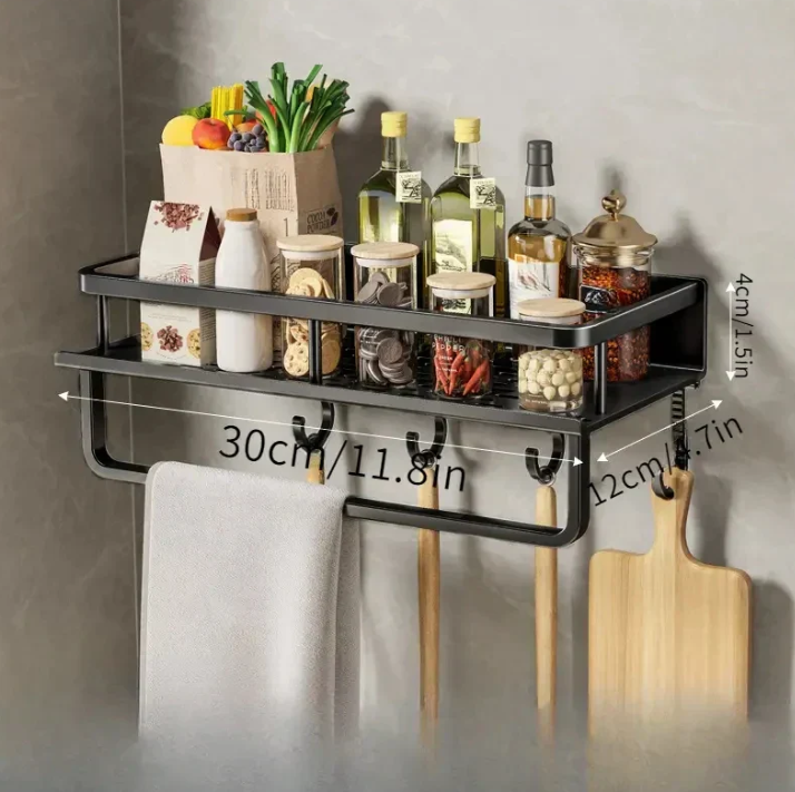 Contemporary Gray Kitchen Shelf, Stylish Design
