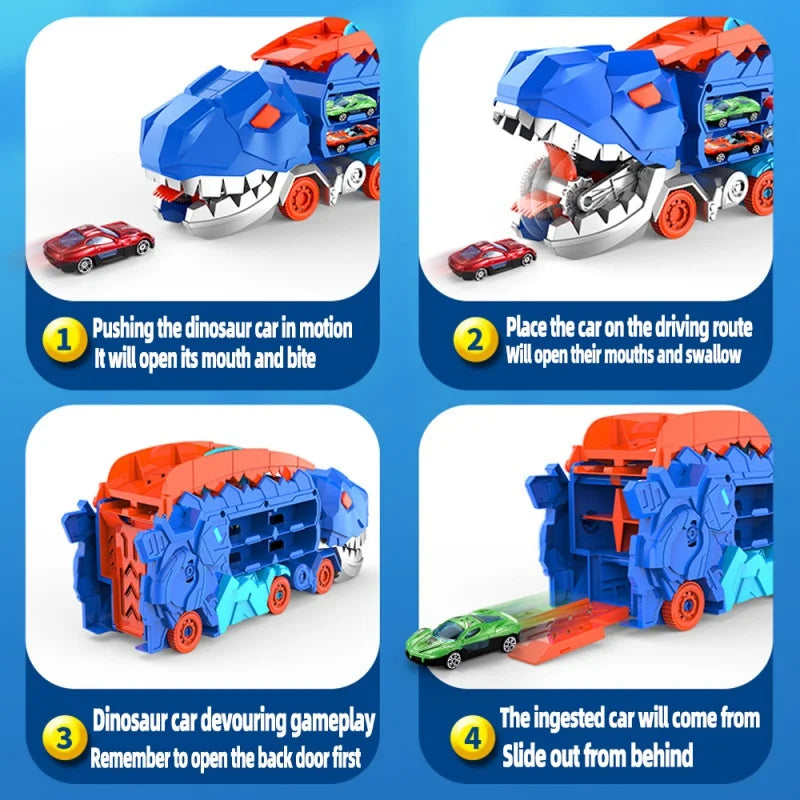 Transforming Dinosaur Race Track Toy Interactive Foldable