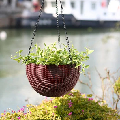 Braided Plant Hanging Basket with Chain, Suitable for Balcony and Garden