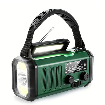 Solar-powered emergency radio, multi-functional power bank