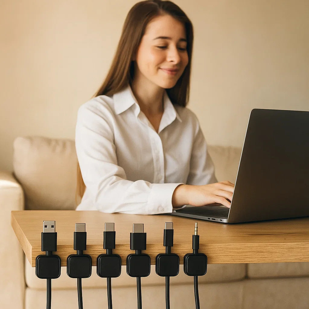 Magnetic Cable Organizer, Self-Adhesive Management Solution 6-Pack