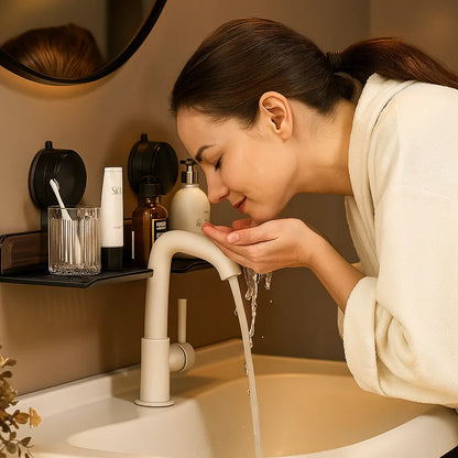 Suction Cup Bathroom Sink Shelf, Walnut Finish