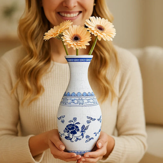 Decorative 3D Puzzle Vase, Functional for Fresh Flowers