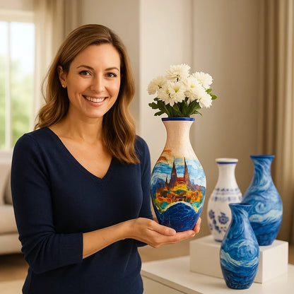 Decorative 3D Puzzle Vase, Functional for Fresh Flowers