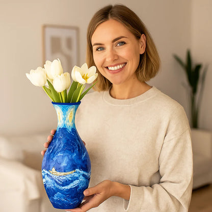 Decorative 3D Puzzle Vase, Functional for Fresh Flowers