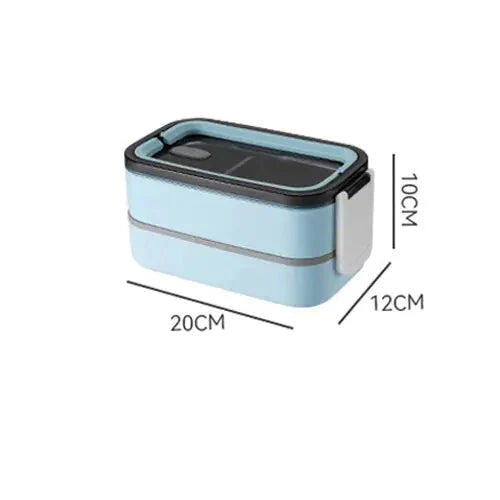 Dual-Layer Stainless Steel Bento Box, Secure Locking Lid