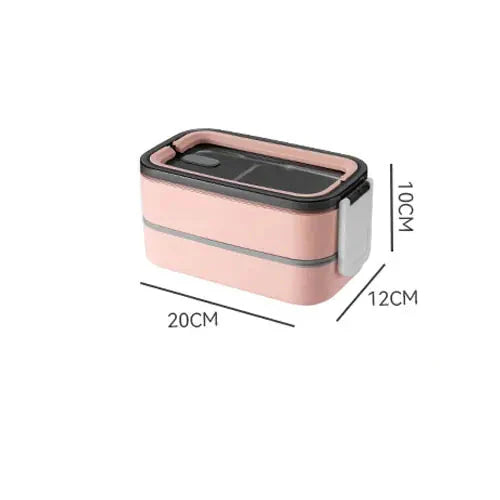 Dual-Layer Stainless Steel Bento Box, Secure Locking Lid