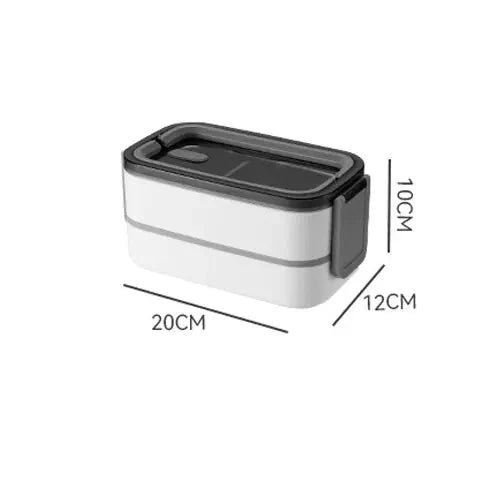 Dual-Layer Stainless Steel Bento Box, Secure Locking Lid