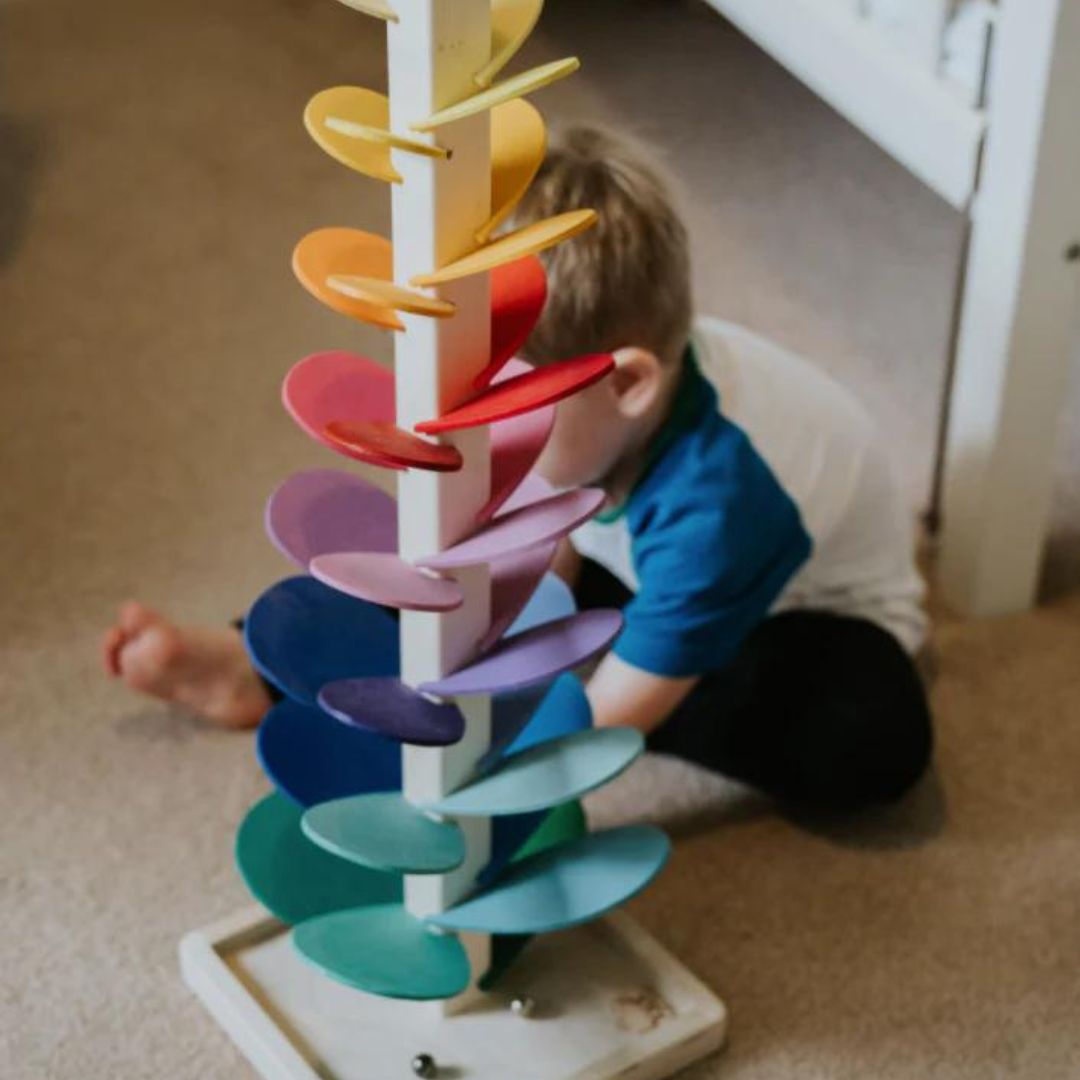 Interactive Marble Tower For Children Wooden Educational