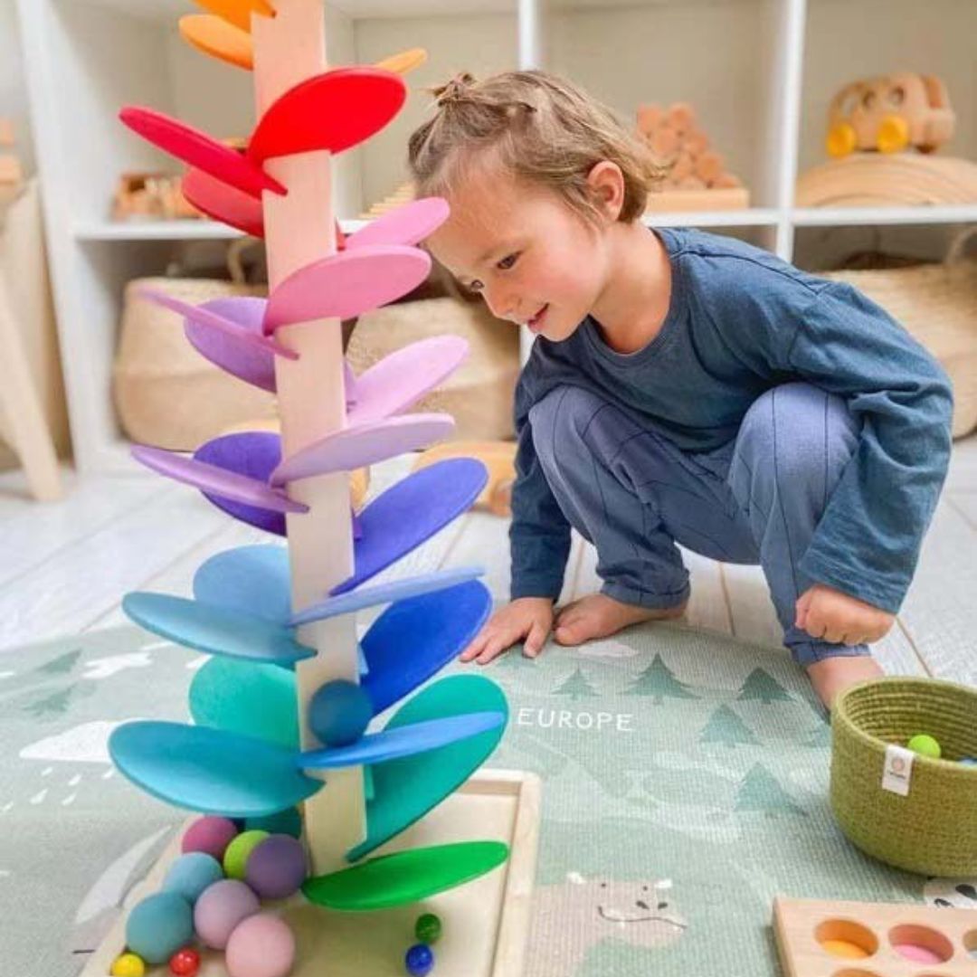 Interactive Marble Tower For Children Wooden Educational