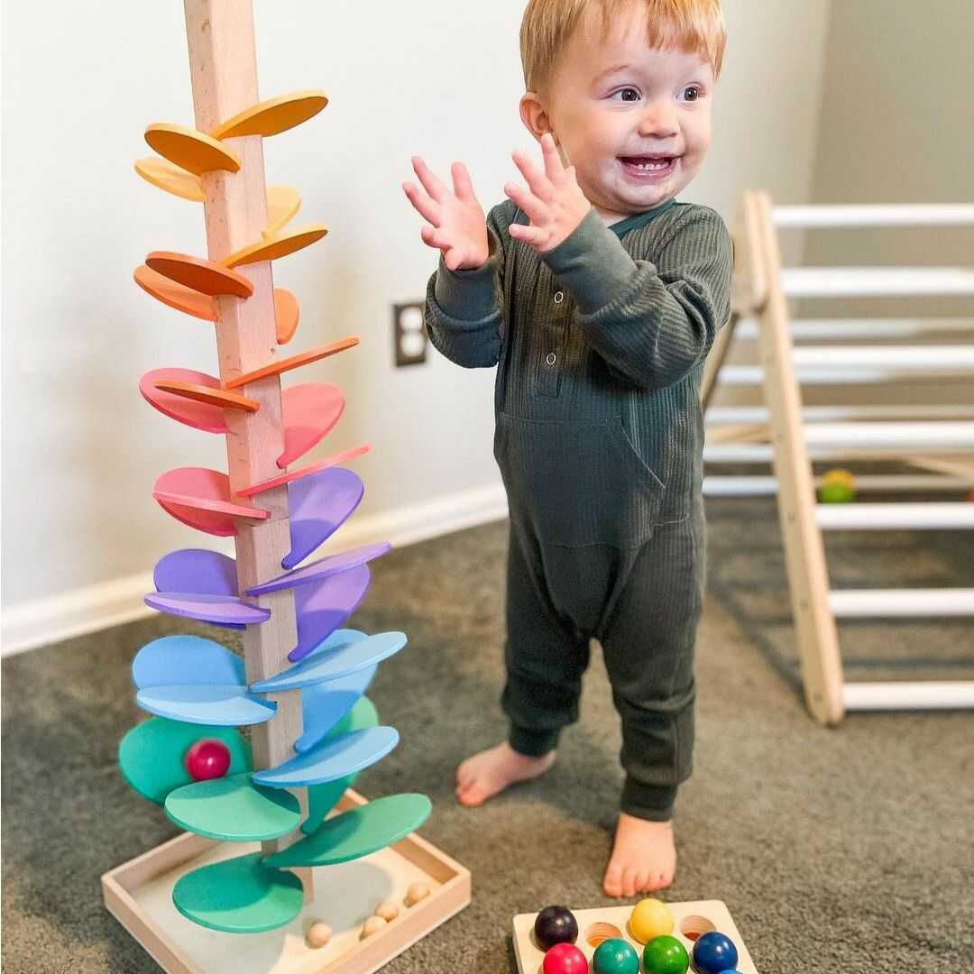 Interactive Marble Tower For Children Wooden Educational
