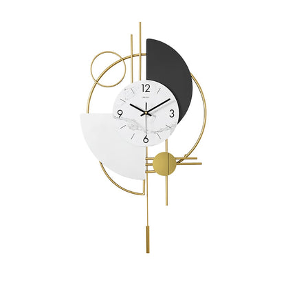 3D Metal Wall Clock With Pendulum  Silent Round Design