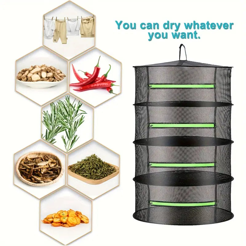 Foldable Drying Rack, Multi-Tier Mesh Design for Efficient Drying