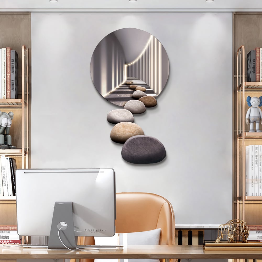 LED Wall Art With Stone Abstract Design  Modern Acrylic Decor