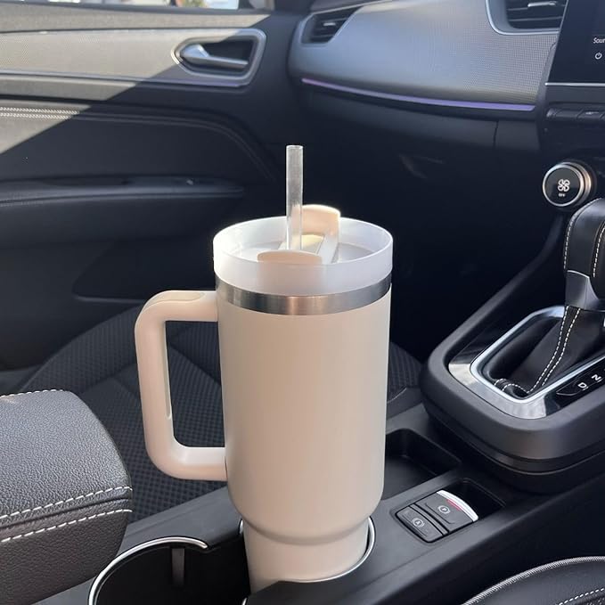 Insulated Stainless Steel Travel Mug, Large 40oz with Handle and Leak-Proof Lid