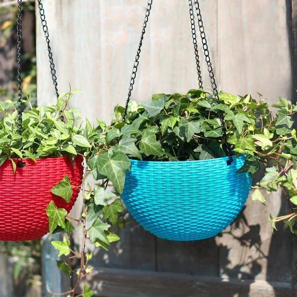 Braided Plant Hanging Basket with Chain, Suitable for Balcony and Garden