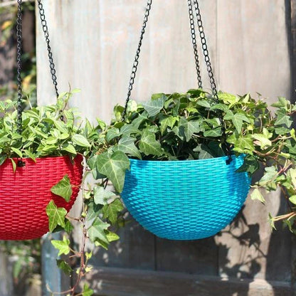 Braided Plant Hanging Basket with Chain, Suitable for Balcony and Garden
