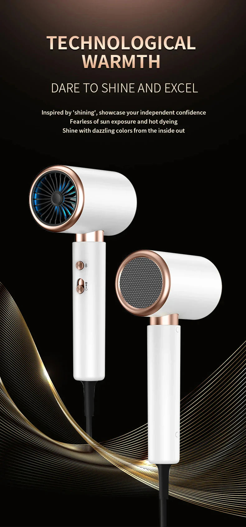 High-Power Hair Dryer, Dual Temperature Settings