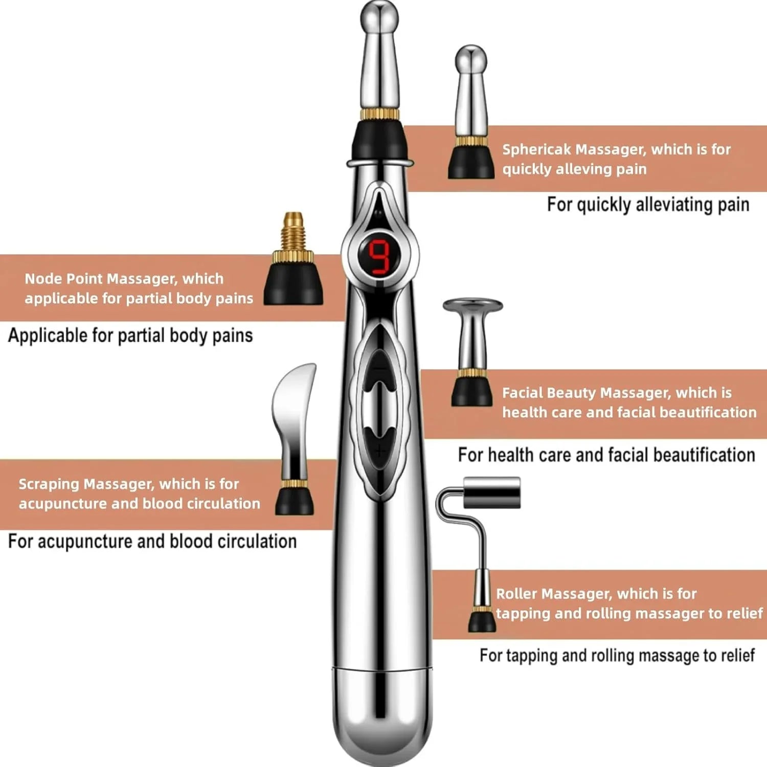 Electronic acupuncture device, meridian massage tool