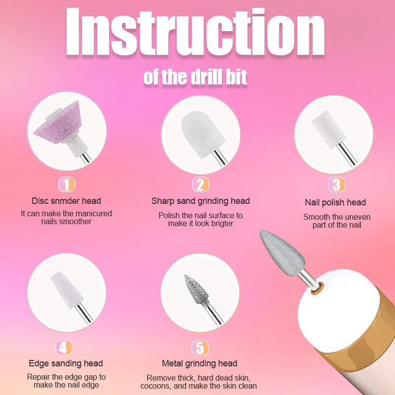 Versatile Nail Care Device, Portable Manicure Tool with LED Light