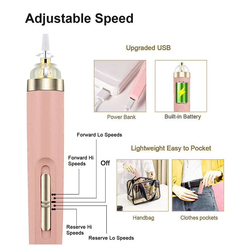 Versatile Nail Care Device, Portable Manicure Tool with LED Light