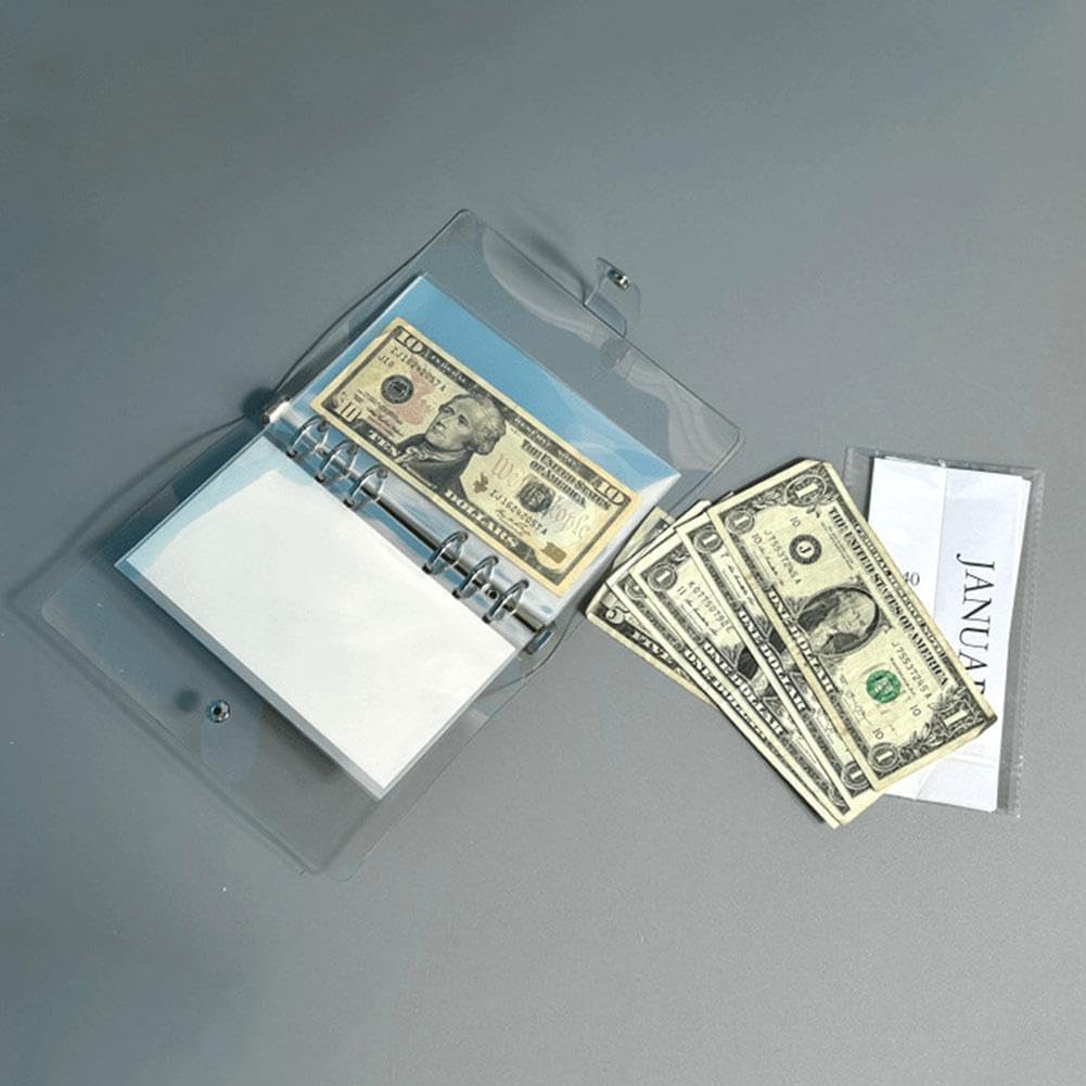 12-Month Envelopes Money Saving Challenge Binder  PVC Loose-Leaf Savings Organizer