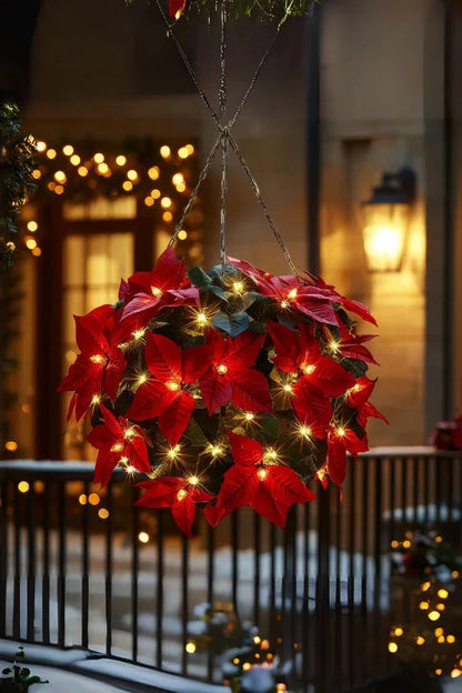 Christmas Decorations, Shine Poinsettia Holiday Decor Crimson Glow