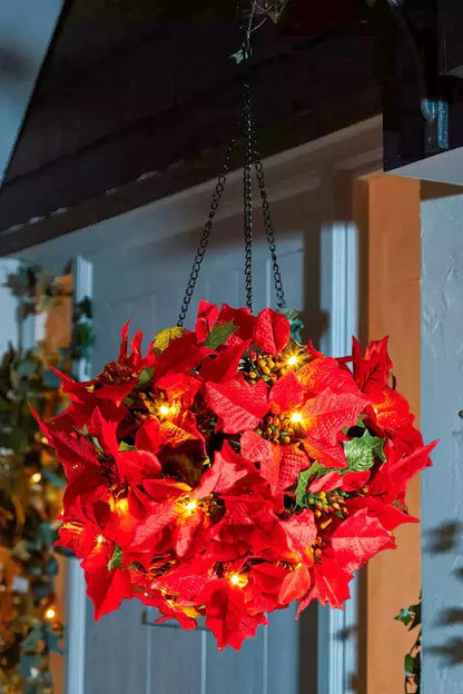 Christmas Decorations, Shine Poinsettia Holiday Decor Crimson Glow