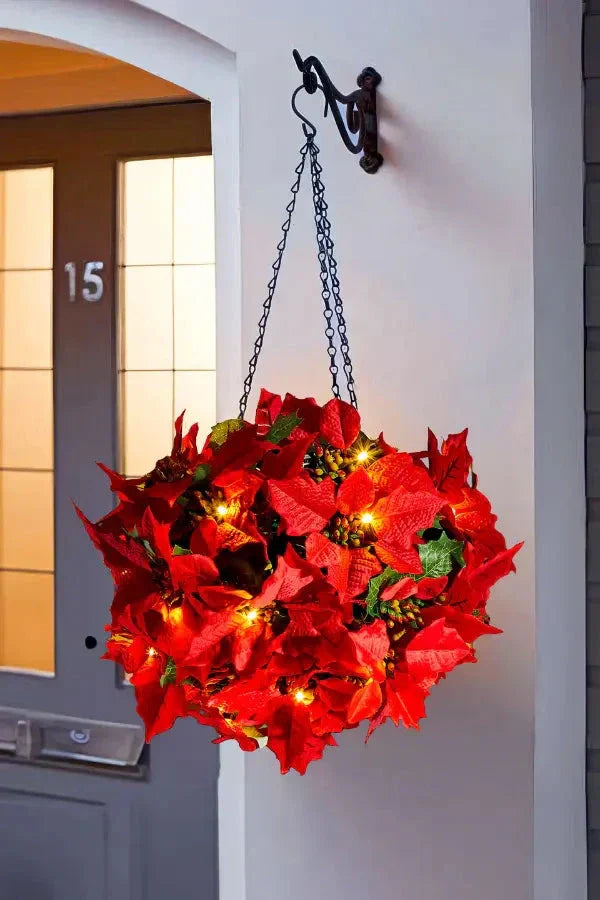 Christmas Decorations, Shine Poinsettia Holiday Decor Crimson Glow
