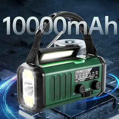 Solar-powered emergency radio, multi-functional power bank