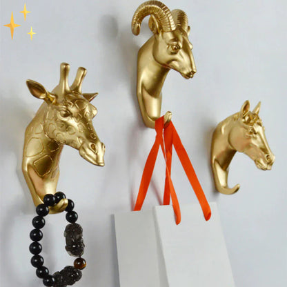 Chic Wall Hook, Golden Animal Head Design