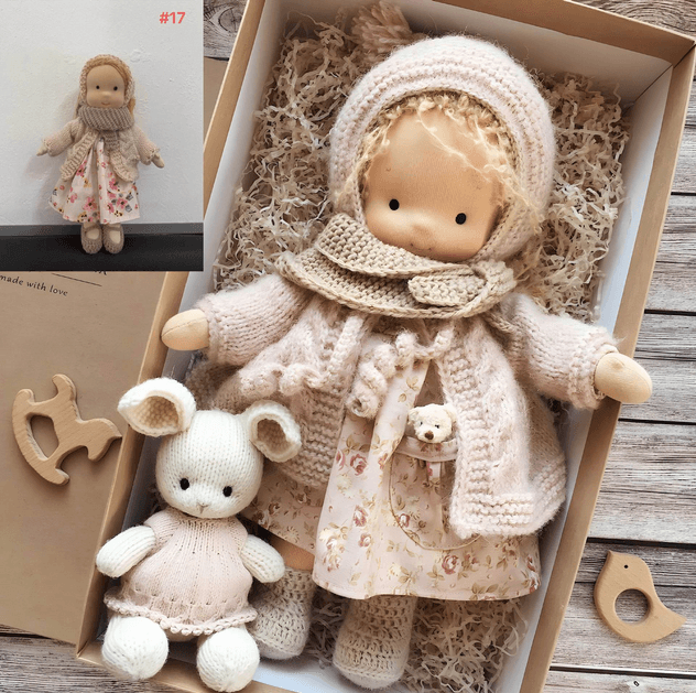 Handcrafted soft doll for imaginative play
